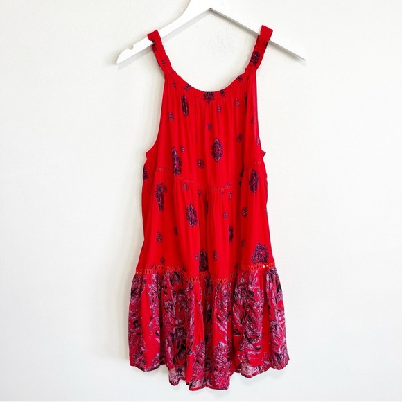 BOGO! Free People Intimately Free Talk To Me Tiered Slip Dress Red Small - Picture 6 of 9